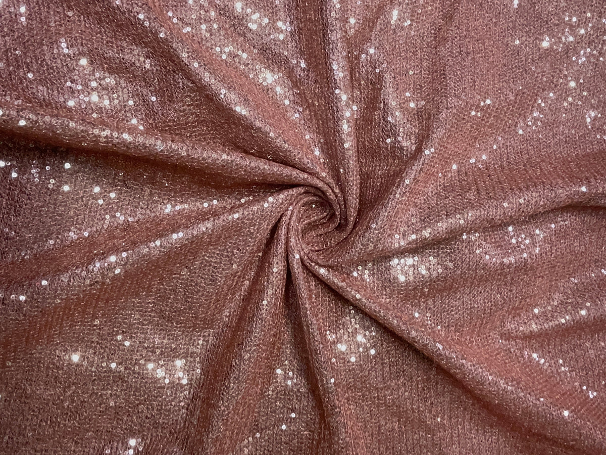 Peach Designer Sequence Embroiderd Net Fabric KTEX