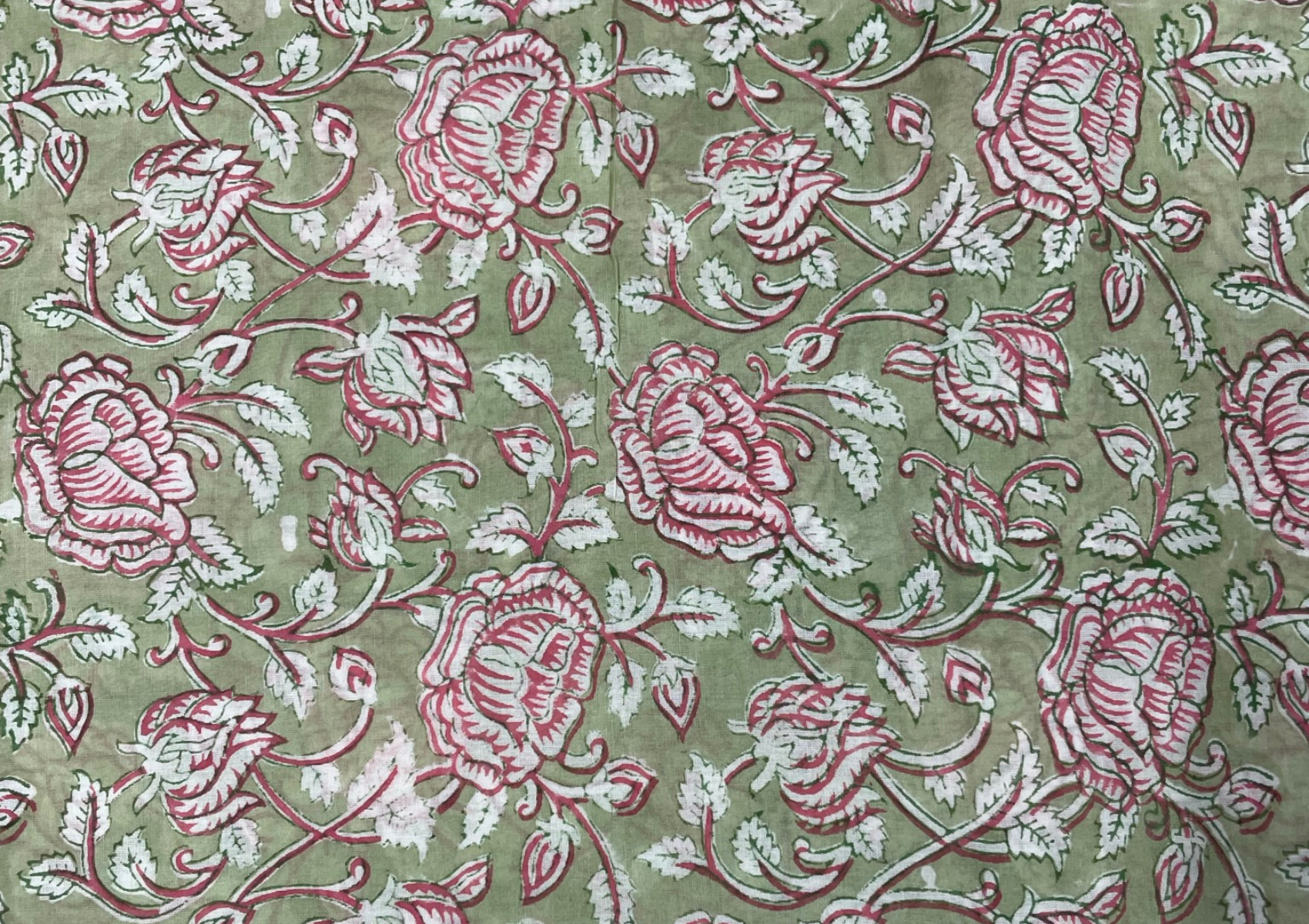 Printed Cotton Voil Pista Green Floral - Kapda Shop