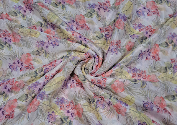 Multicolour Floral Printed Chiffon Fabric - Kapda Shop