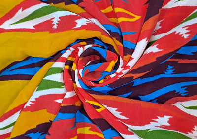 Multicolour Abstract Printed Pure Crepe Fabric - Kapda Shop