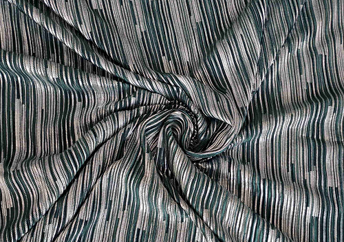 Green & Silver Plain Pleated Polyester Fabric