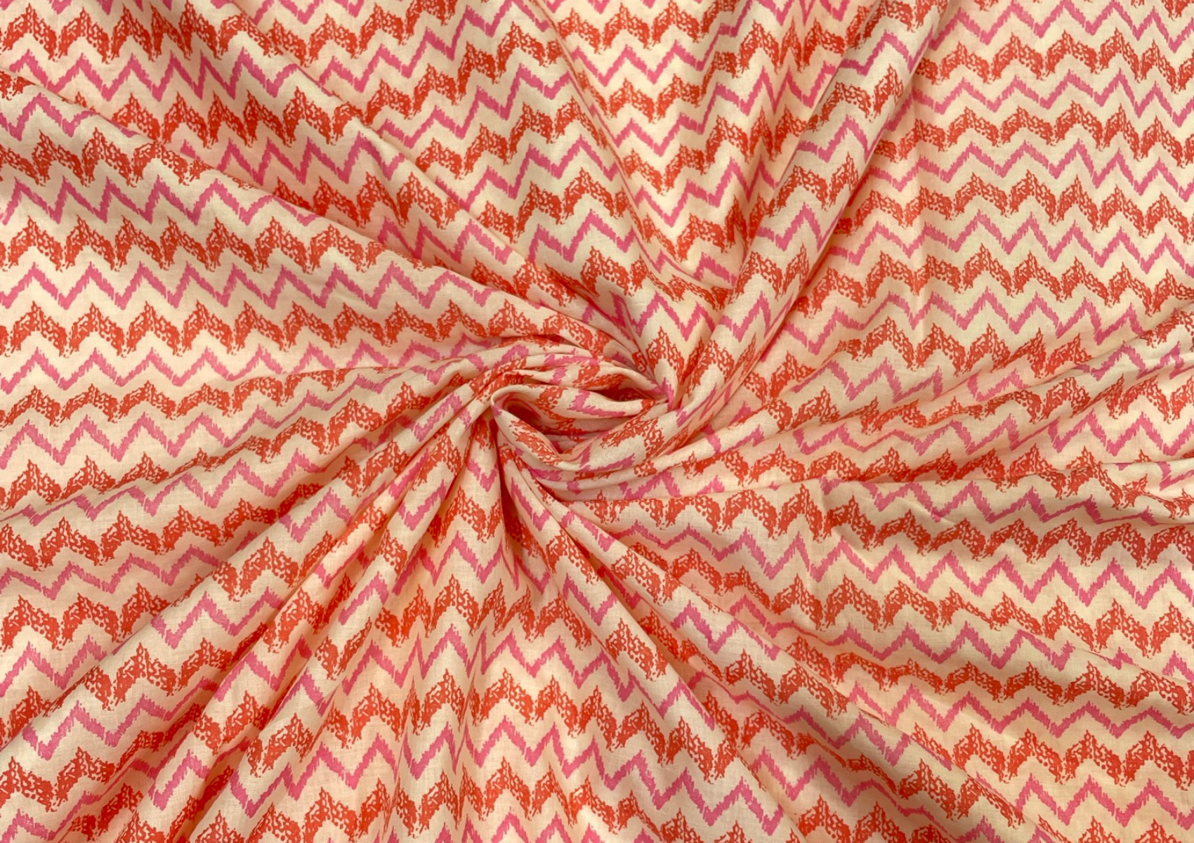 Multicolor Chevron Printed Cotton Cambric Fabric - Kapda Shop