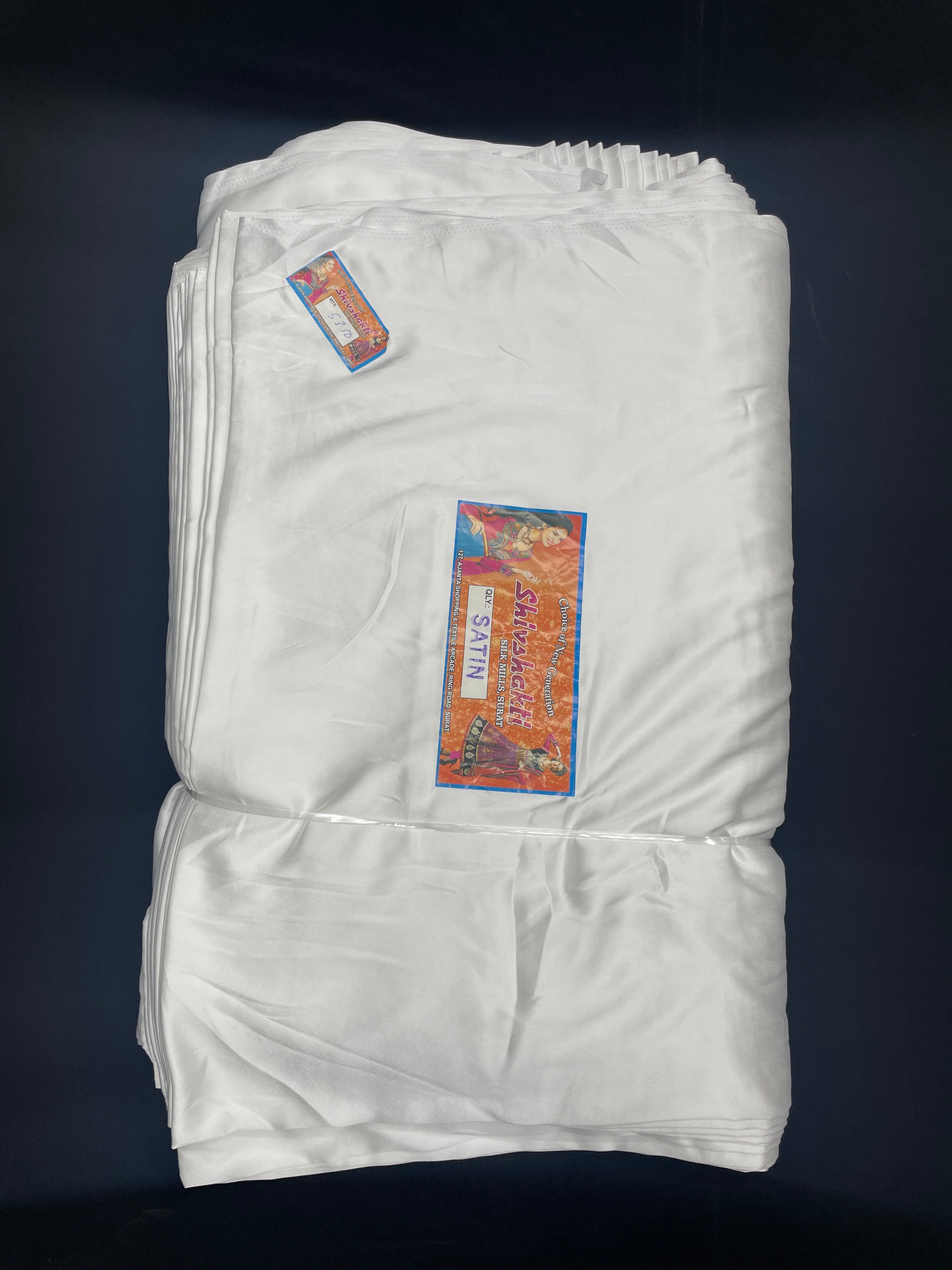 SHIVSHAKTI - White Plain Dyeable Semi Satin Fabric (Per Meter - 54) - Kapda Shop