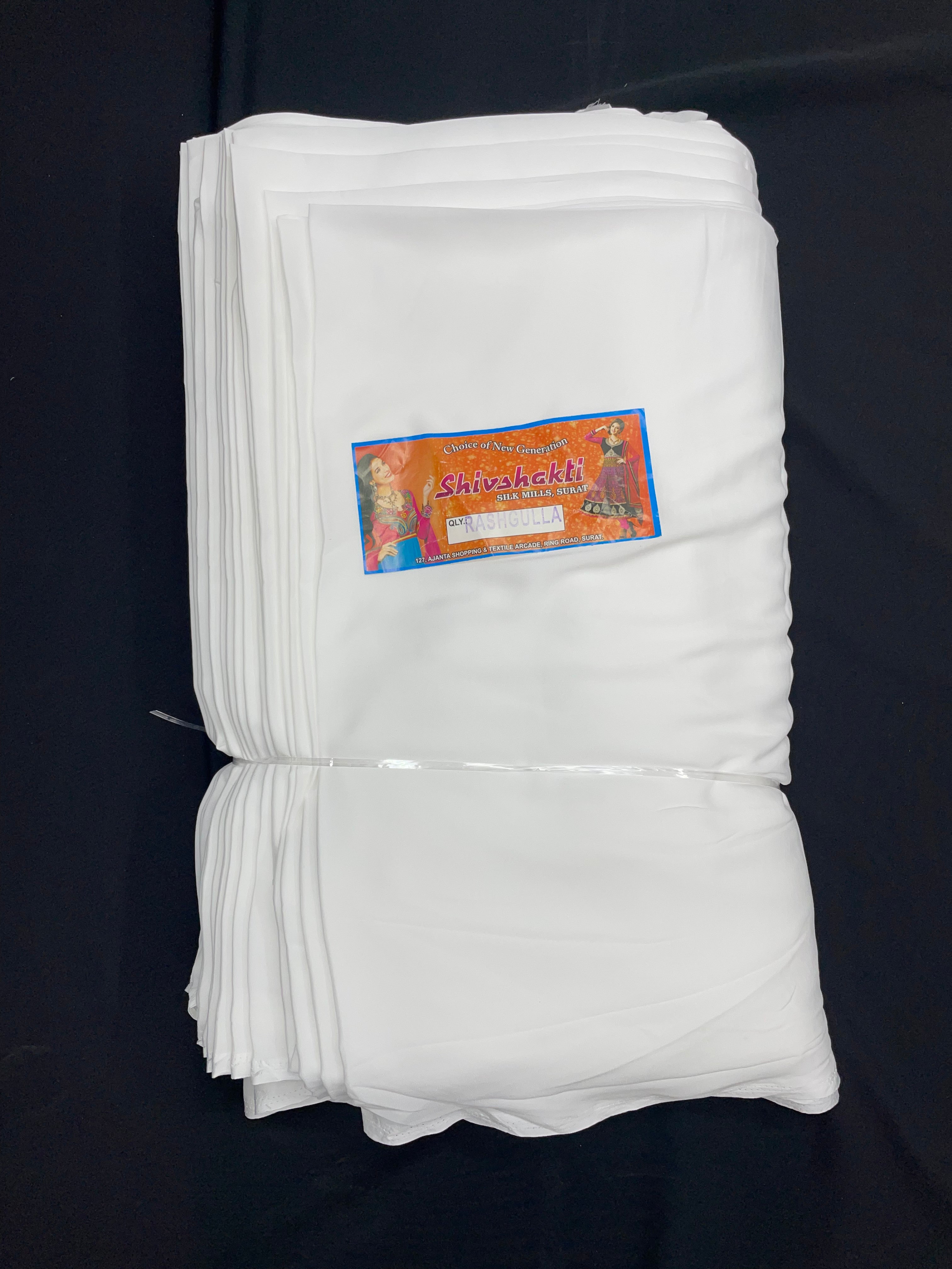 KSJ - White Plain Rasgulla Crepe Fabric (Per Meter - 47) - Kapda Shop