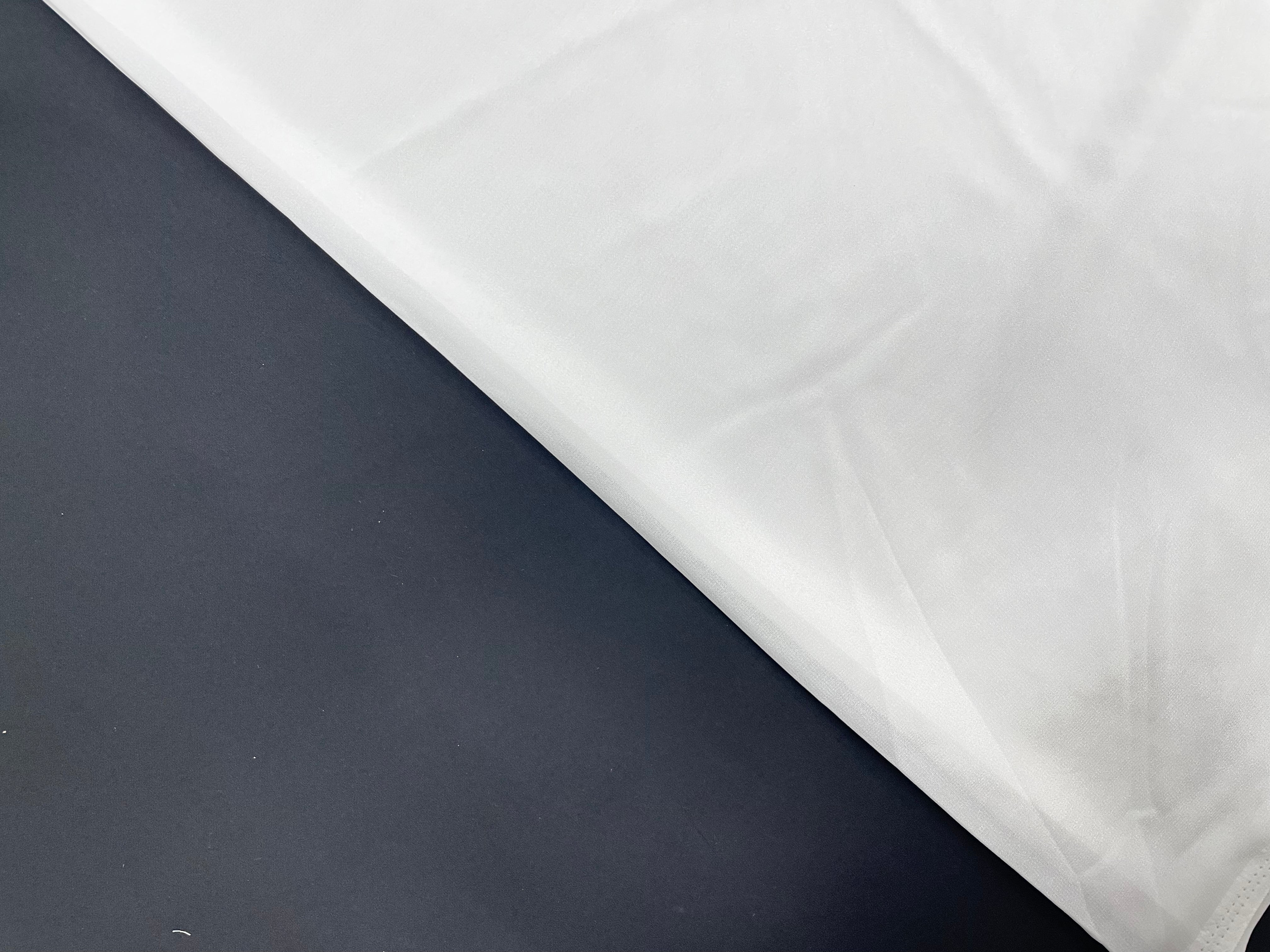 KSJ - White Plain Rasgulla Crepe Fabric (Per Meter - 47) - Kapda Shop