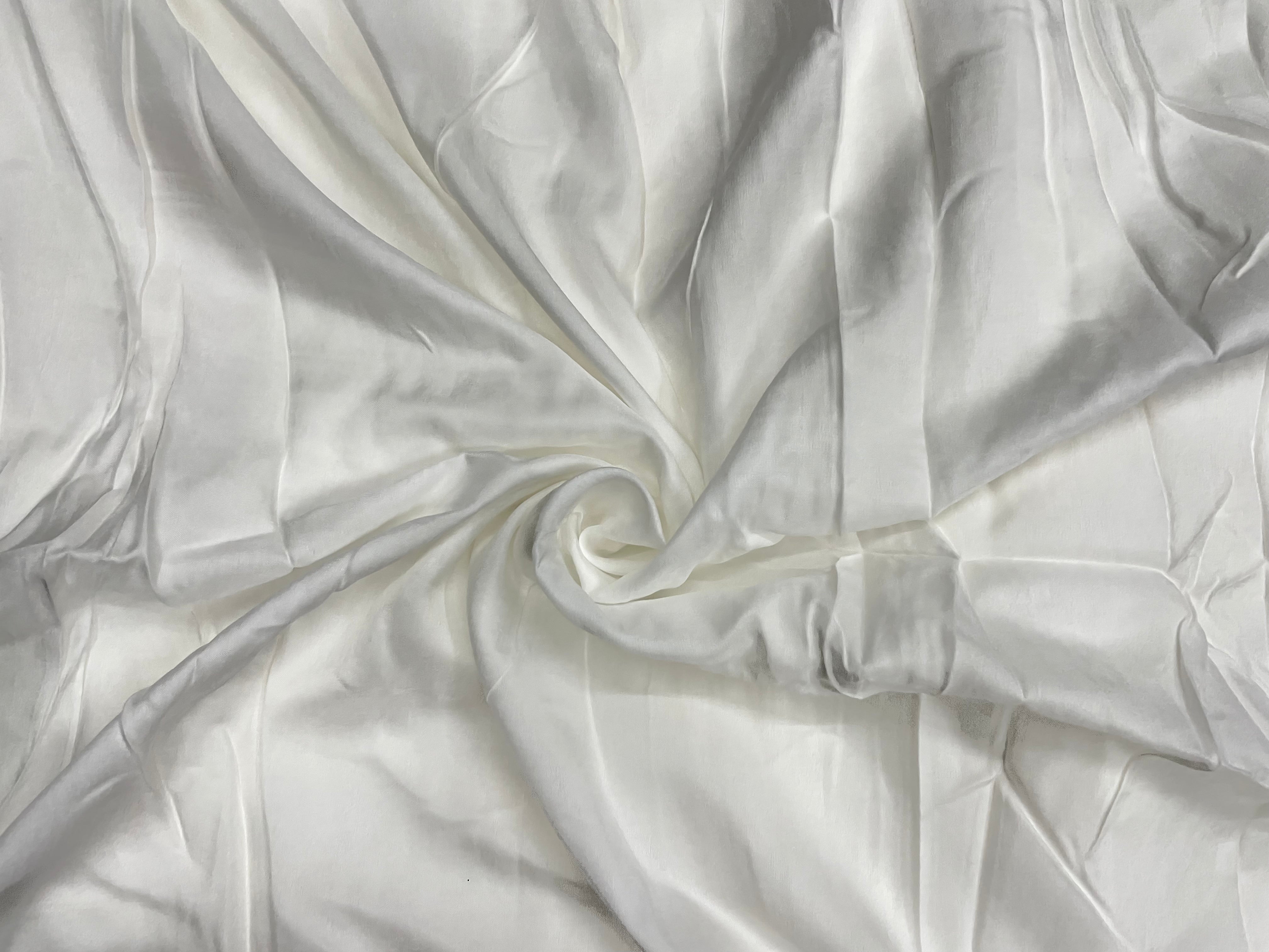 KSJ - White Plain Viscose Russian Silk Fabric (Per Meter - 85) - Kapda Shop