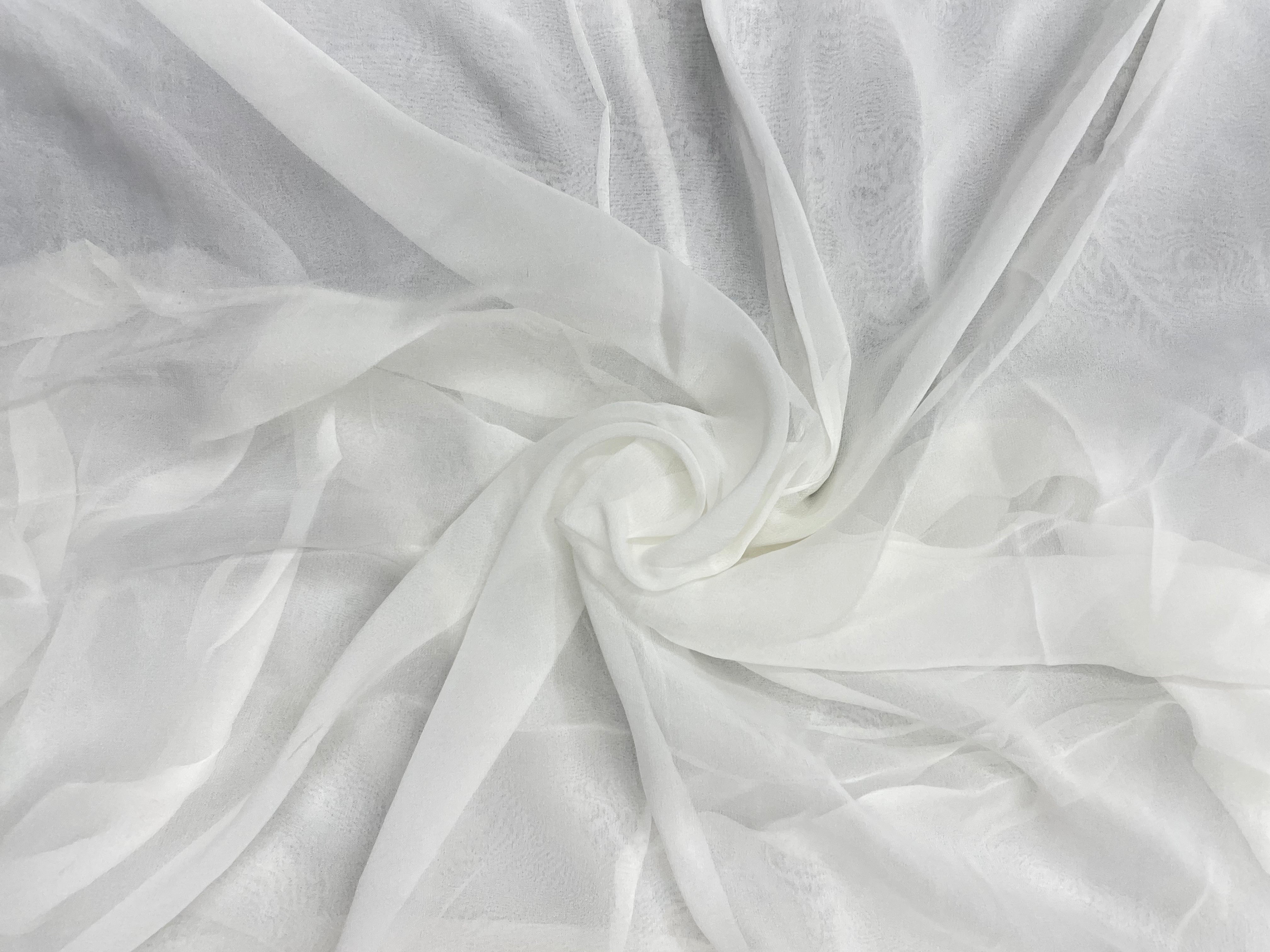 DM GROUP - White Plain Viscose Georgette Fabric (Per Meter - 79) - Kapda Shop