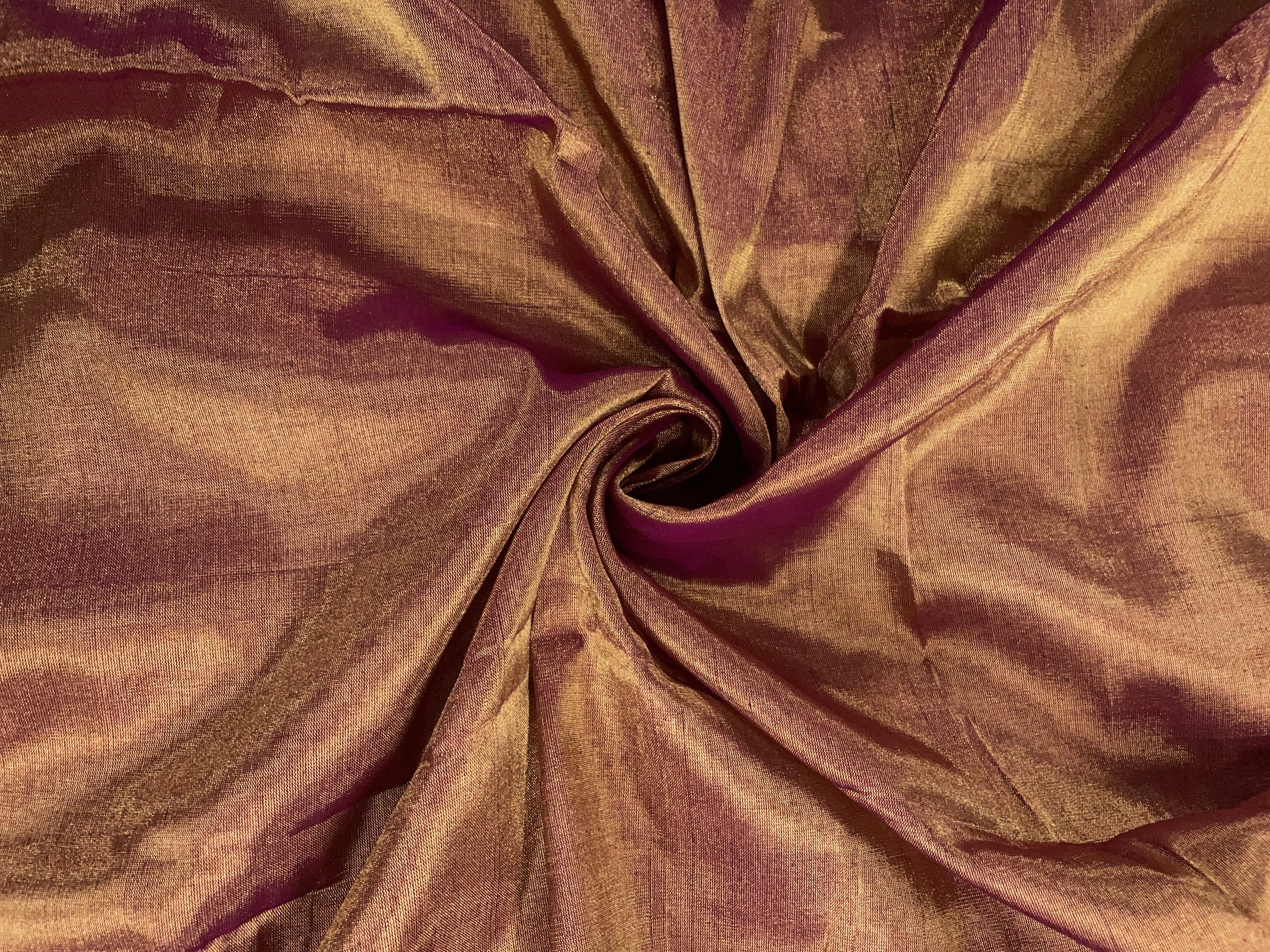 Purple & Gold Pure Tissue Fabric - Kapda Shop