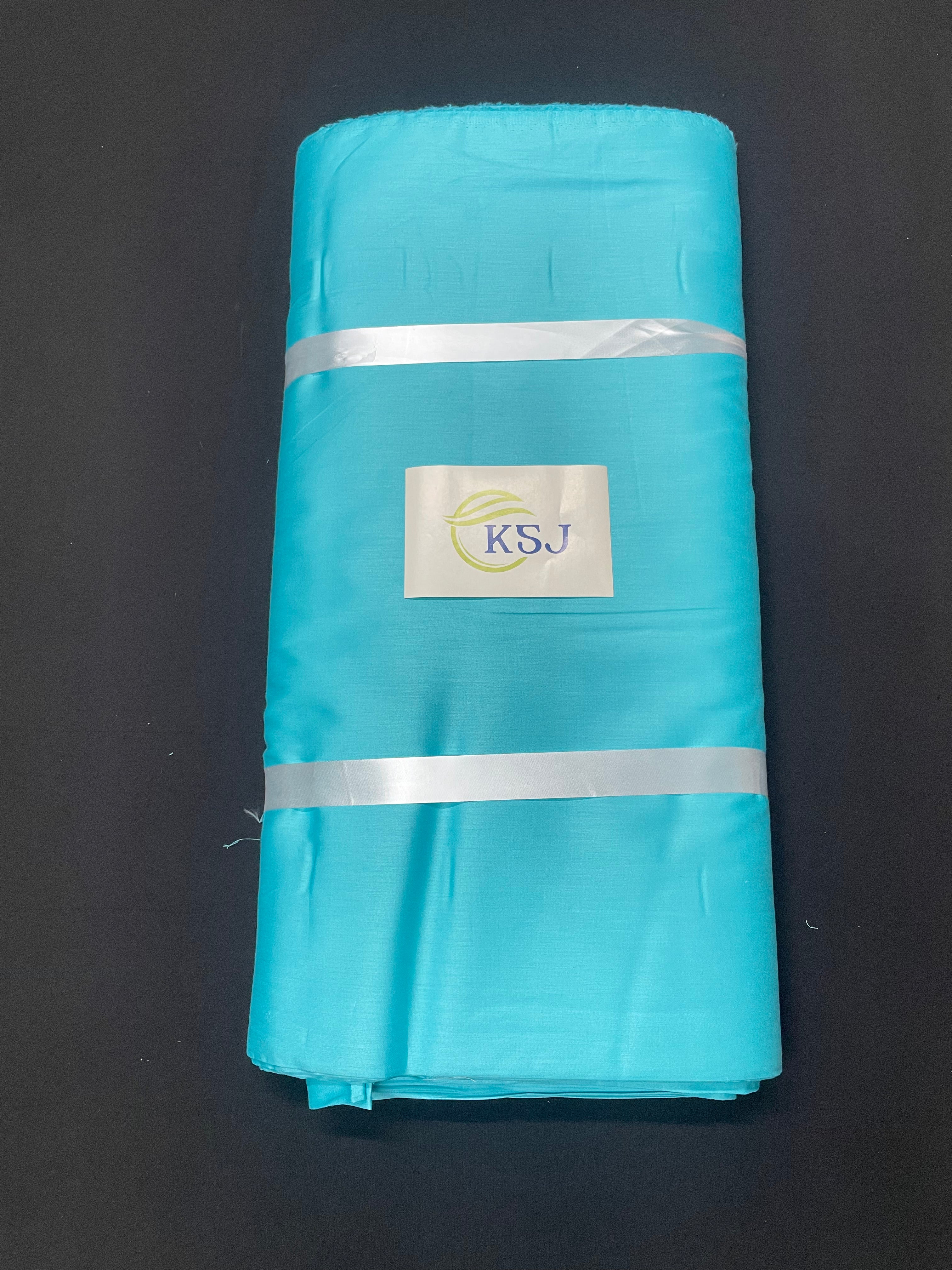 KSJ - Sky Blue Plain Glace Cotton Fabric (N93) (Per mtr = Rs 110) - Kapda Shop