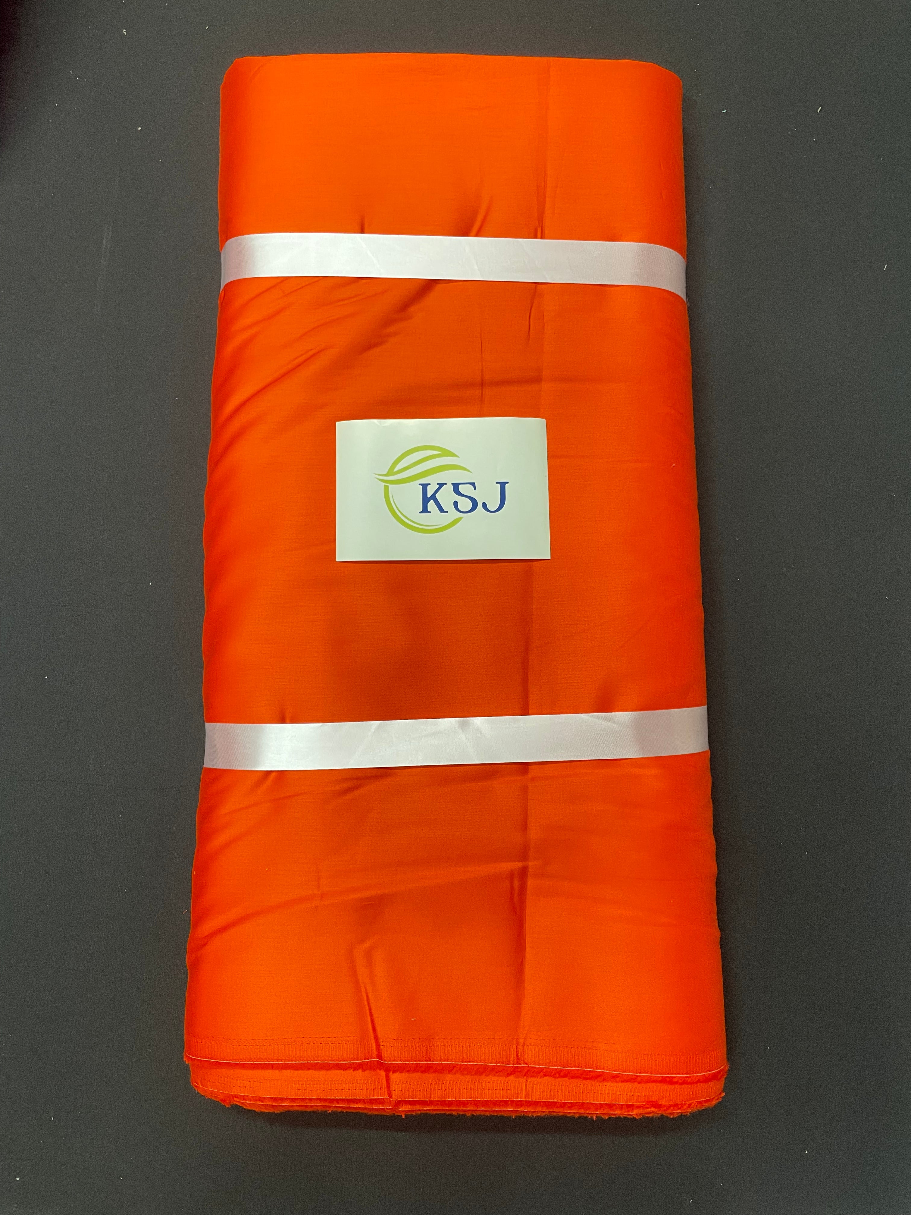 KSJ - Orange Plain Glace Cotton Fabric (N183) (Per mtr = Rs 110) - Kapda Shop