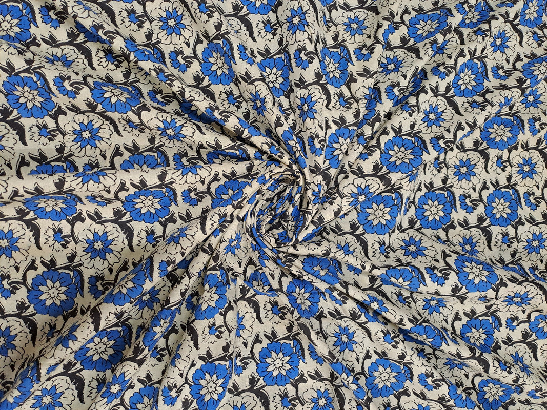 Kalamkari Cotton Cambric Multicolor Floral Fabric - Kapda Shop
