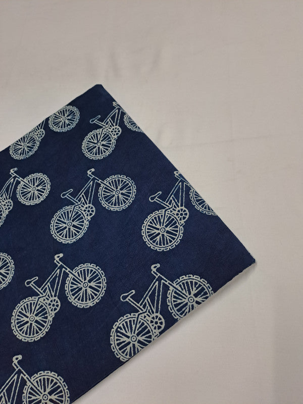 Indigo Blue & White Quirky Cotton Cambric Fabric