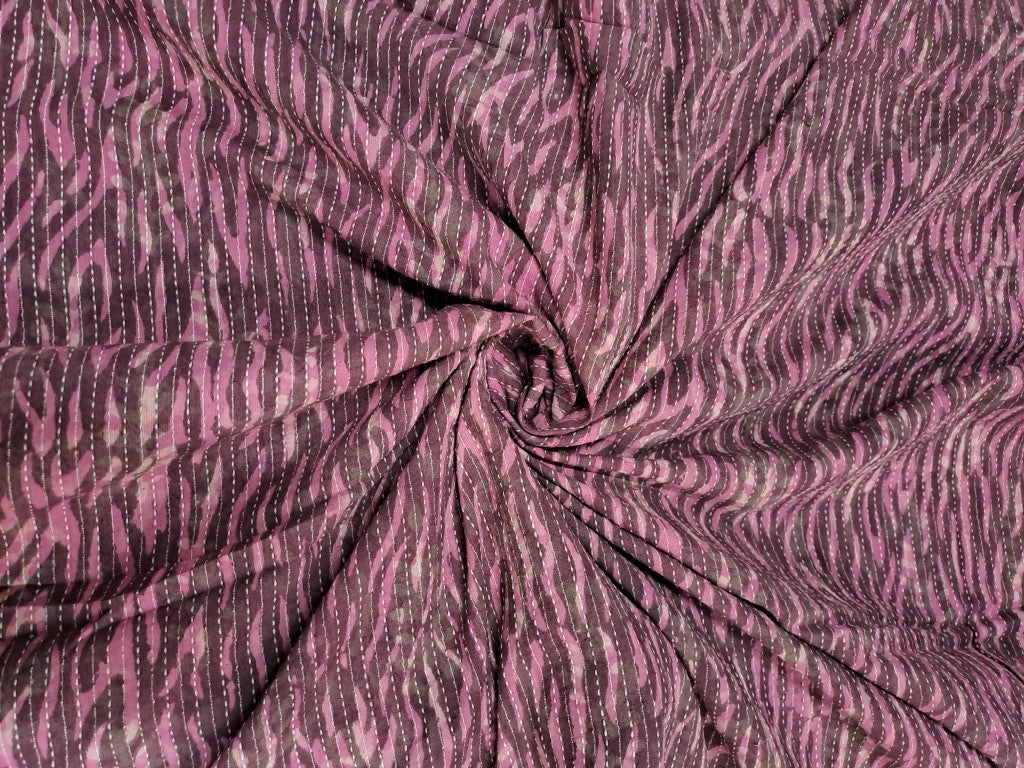 Pink Abstract Kantha Cotton Cambric Fabric - Kapda Shop