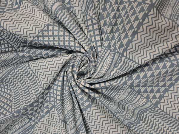 Gray & White Checks Cotton Cambric Fabric