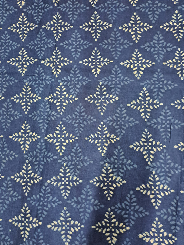 Indigo Blue & White Floral Cotton Cambric Fabric