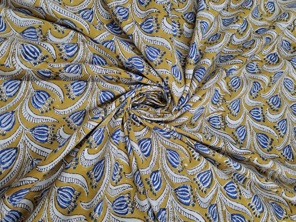 Multicolor Floral Kalamkari Cotton Cambric Fabric - Kapda Shop