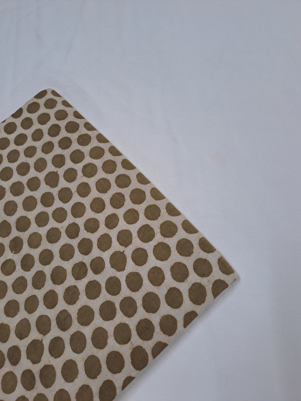 Olive Polka Dots Print Bagru Cotton Cambric Fabric