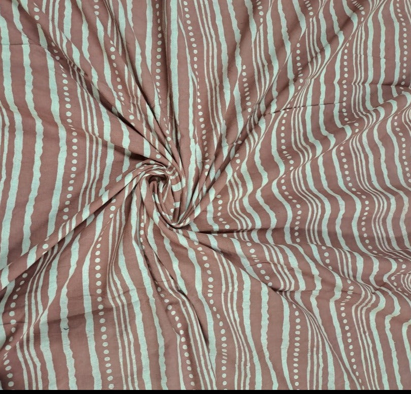 Onion Pink Stripes Cotton Cambric Dabbu Fabric - Kapda Shop