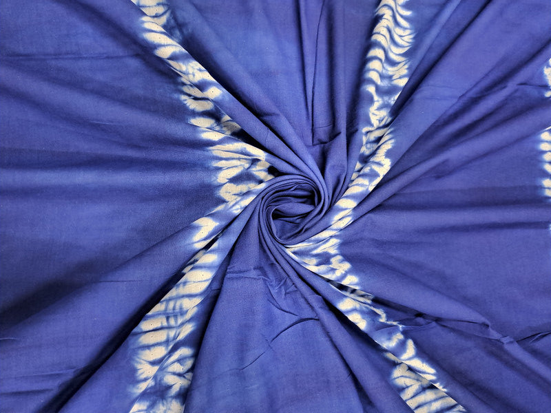 Royal Blue Stripes Shibori Cotton Cambric Fabric - Kapda Shop