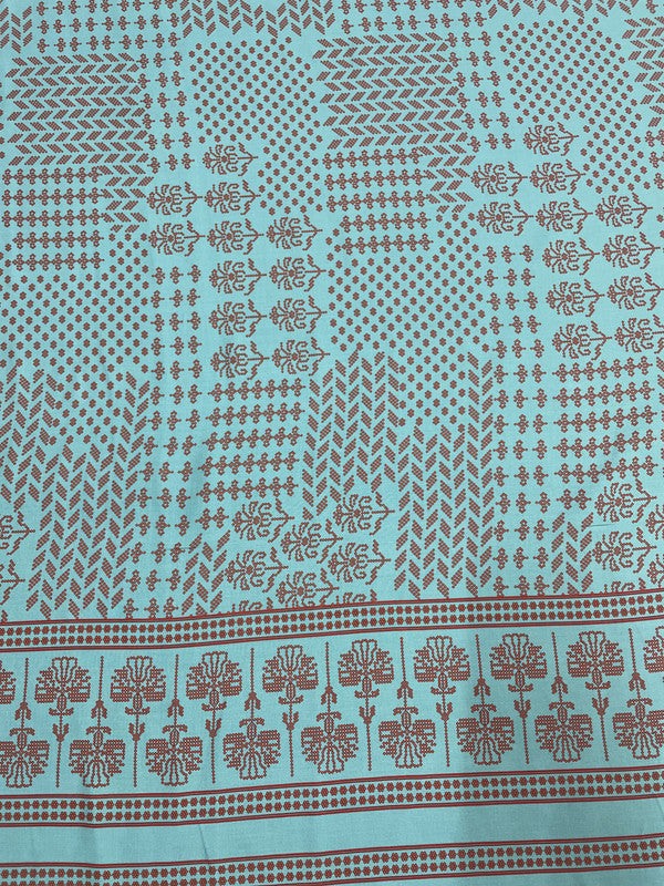 Sea Blue Geometric Rayon Print Fabric