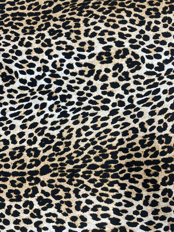 Black Leopard Rayon Print Fabric