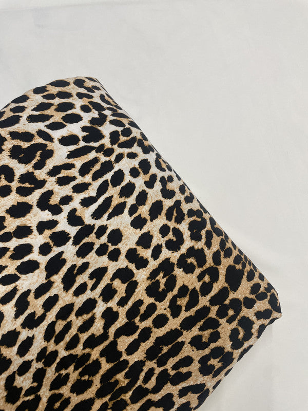 Black Leopard Rayon Print Fabric