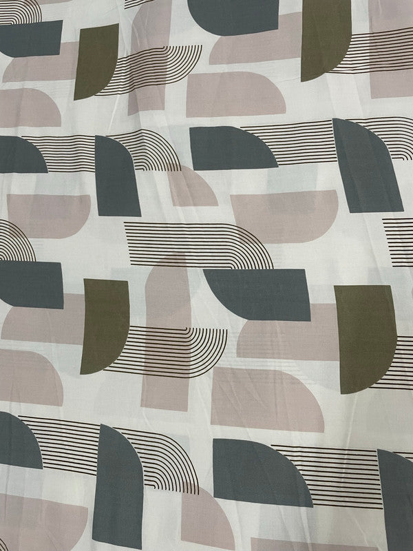 Off White Abstract Rayon Print Fabric