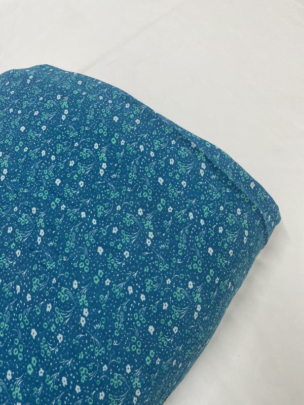 Firozi Floral Rayon Crepe Print Fabric - Kapda Shop