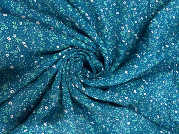 Firozi Floral Rayon Crepe Print Fabric