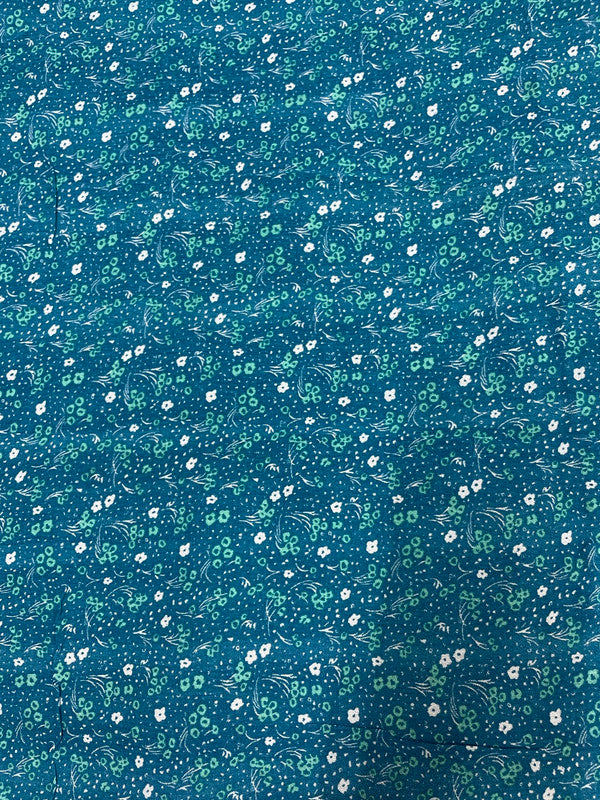 Firozi Floral Rayon Crepe Print Fabric - Kapda Shop