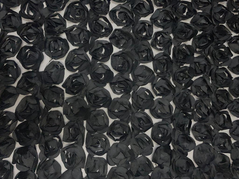 Black Rose Floral Net Fabric 56