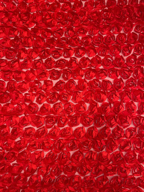Red Rose Floral Net Fabric 56 - Kapda Shop