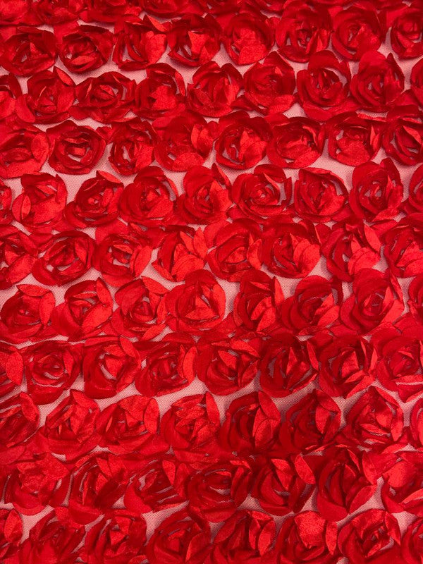 Red Rose Floral Net Fabric 56 - Kapda Shop
