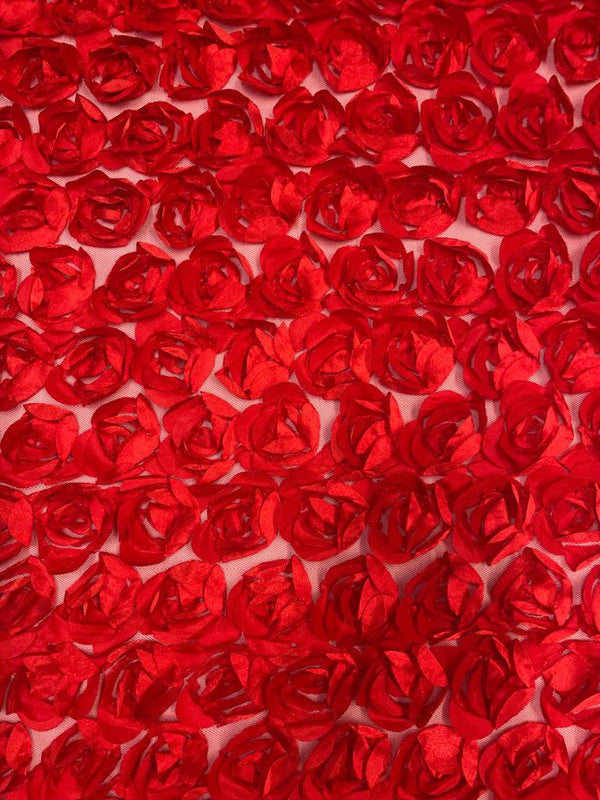Red Rose Floral Net Fabric 56