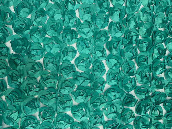 Rama Green Rose Floral Net Fabric 56