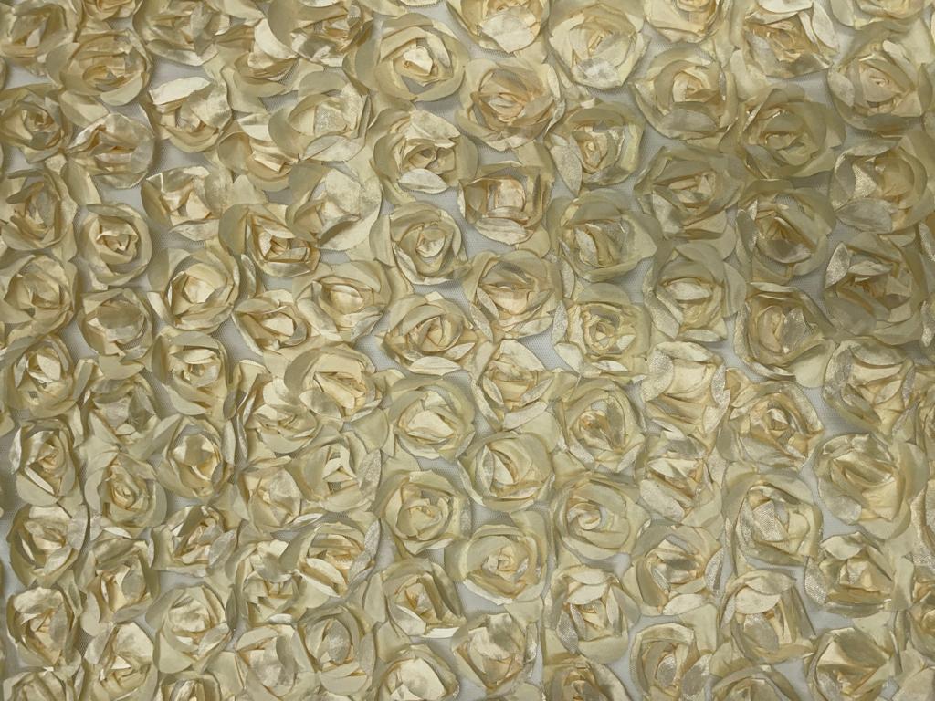 Lemon Yellow Rose Floral Net Fabric 56 - Kapda Shop