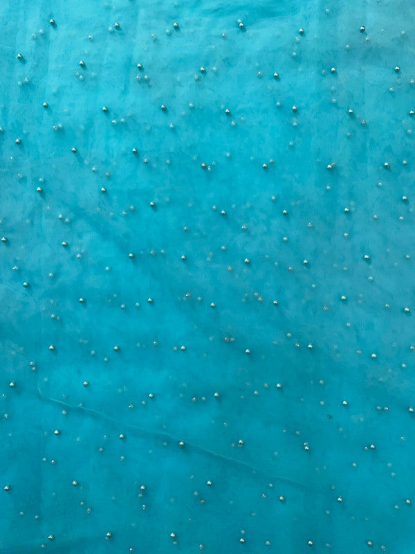 Sky Blue Pearl Net Embroidery - Kapda Shop