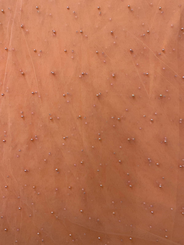 Peach Pearl Net Embroidery - Kapda Shop