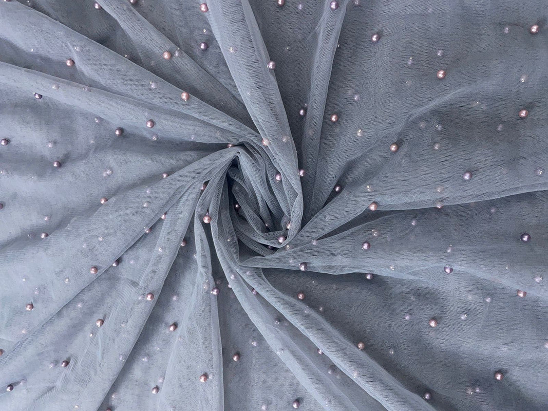 Grey Pearl Net Embroidery - Kapda Shop