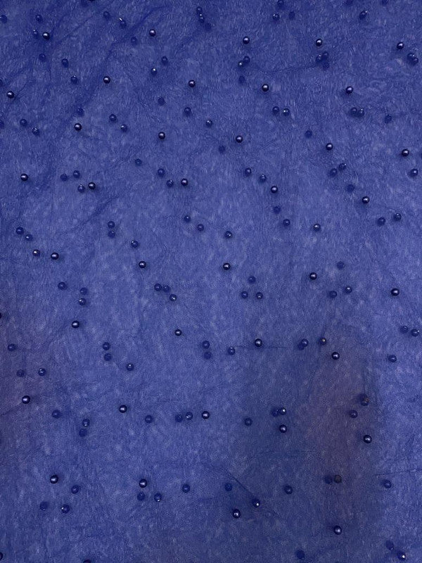 Navy Blue Pearl Net Embroidery - Kapda Shop