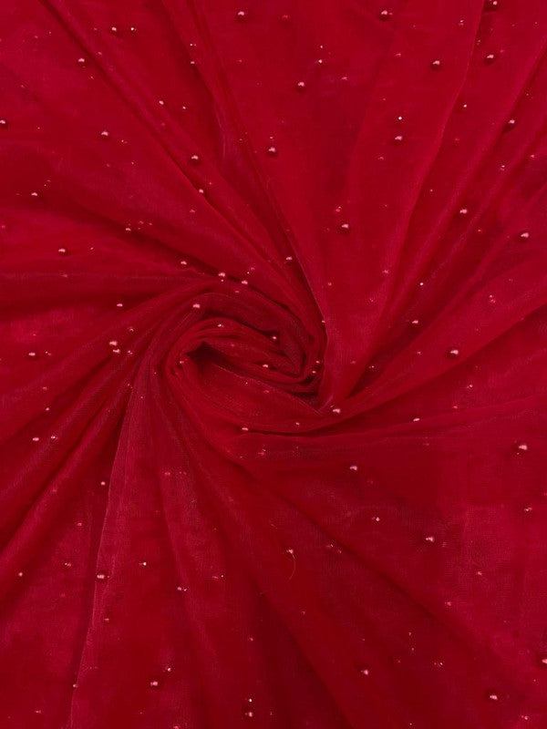 Red Pearl Net Embroidery - Kapda Shop