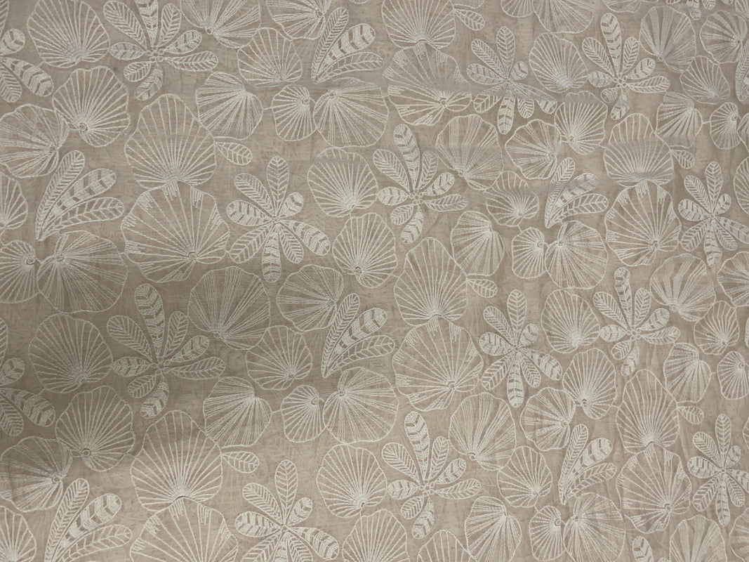 Peach Floral Chanderi Mul Embroidery Fabric - Kapda Shop