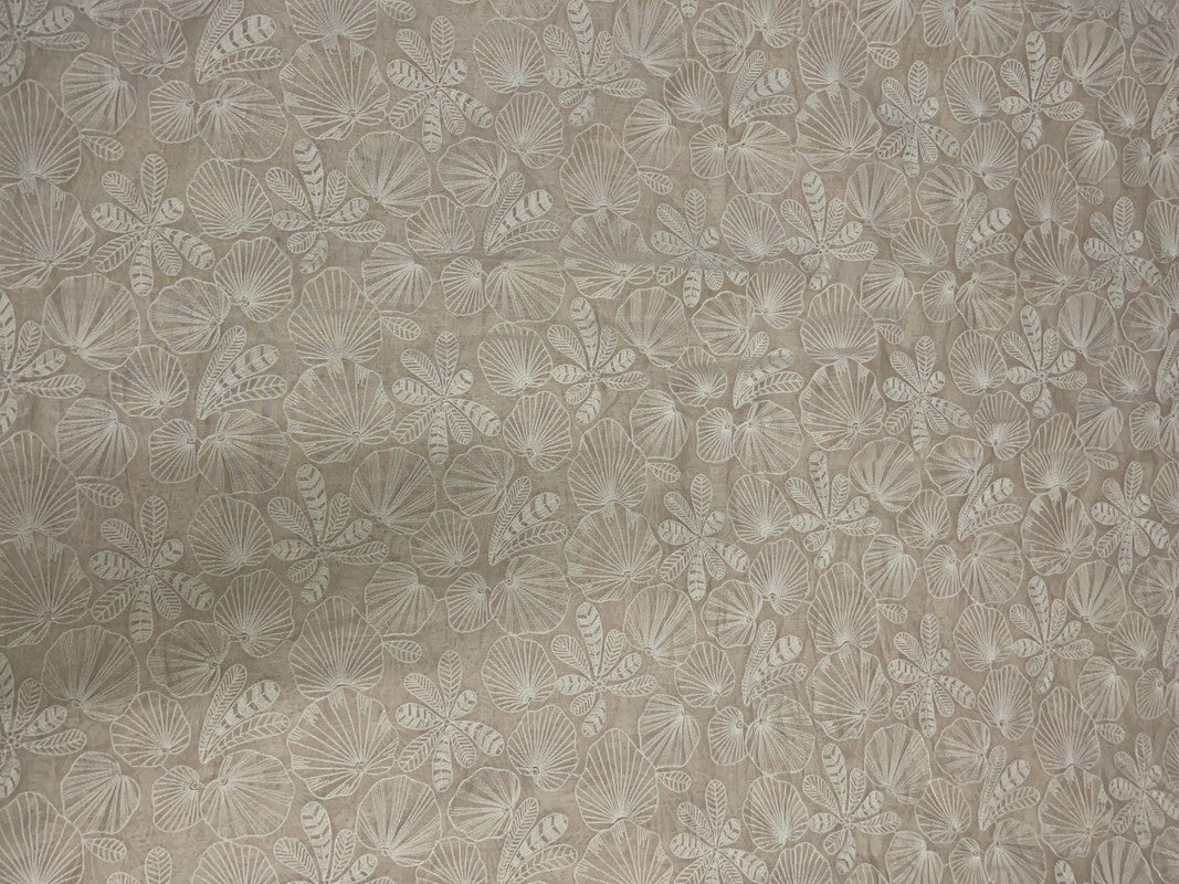 Peach Floral Chanderi Mul Embroidery Fabric - Kapda Shop