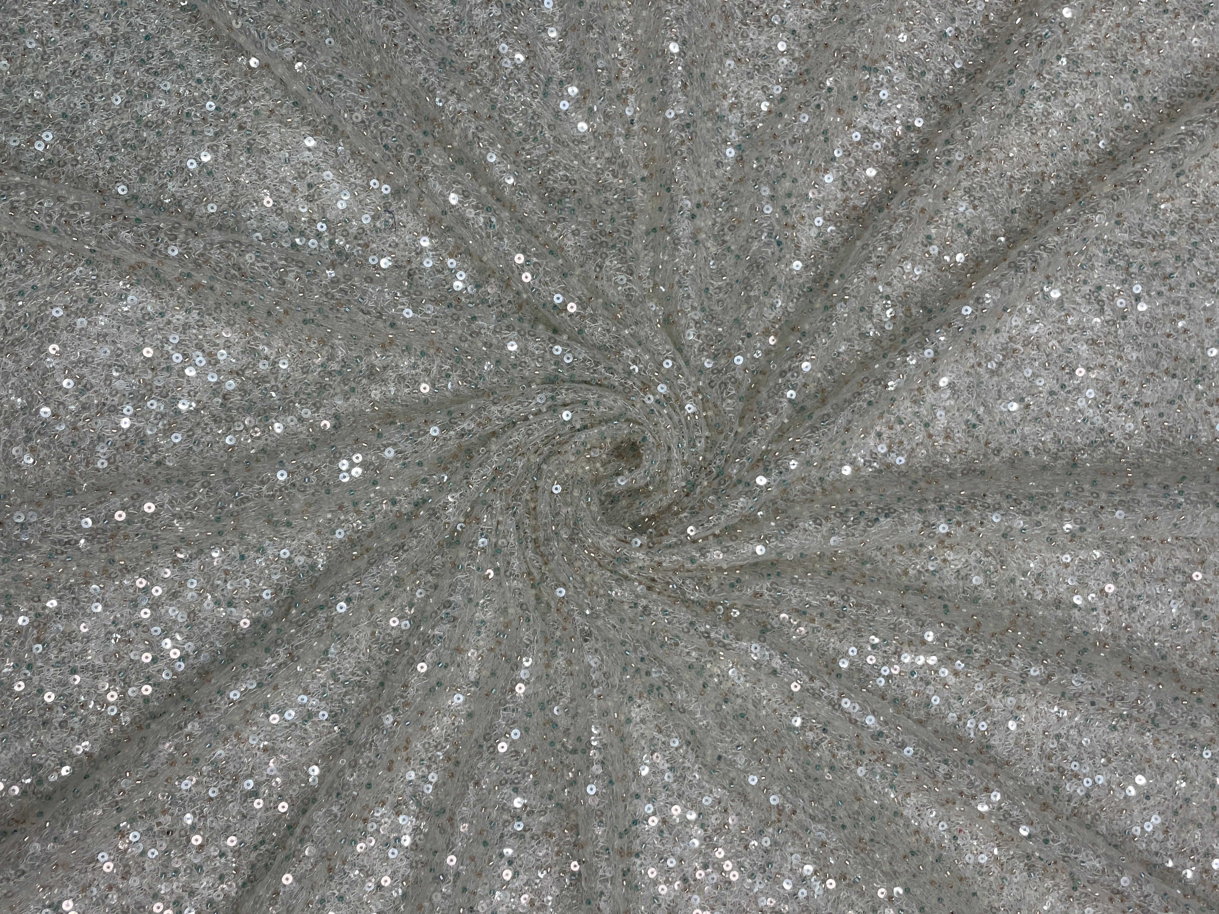 White Abstract Sequence Net Fabric - Kapda Shop