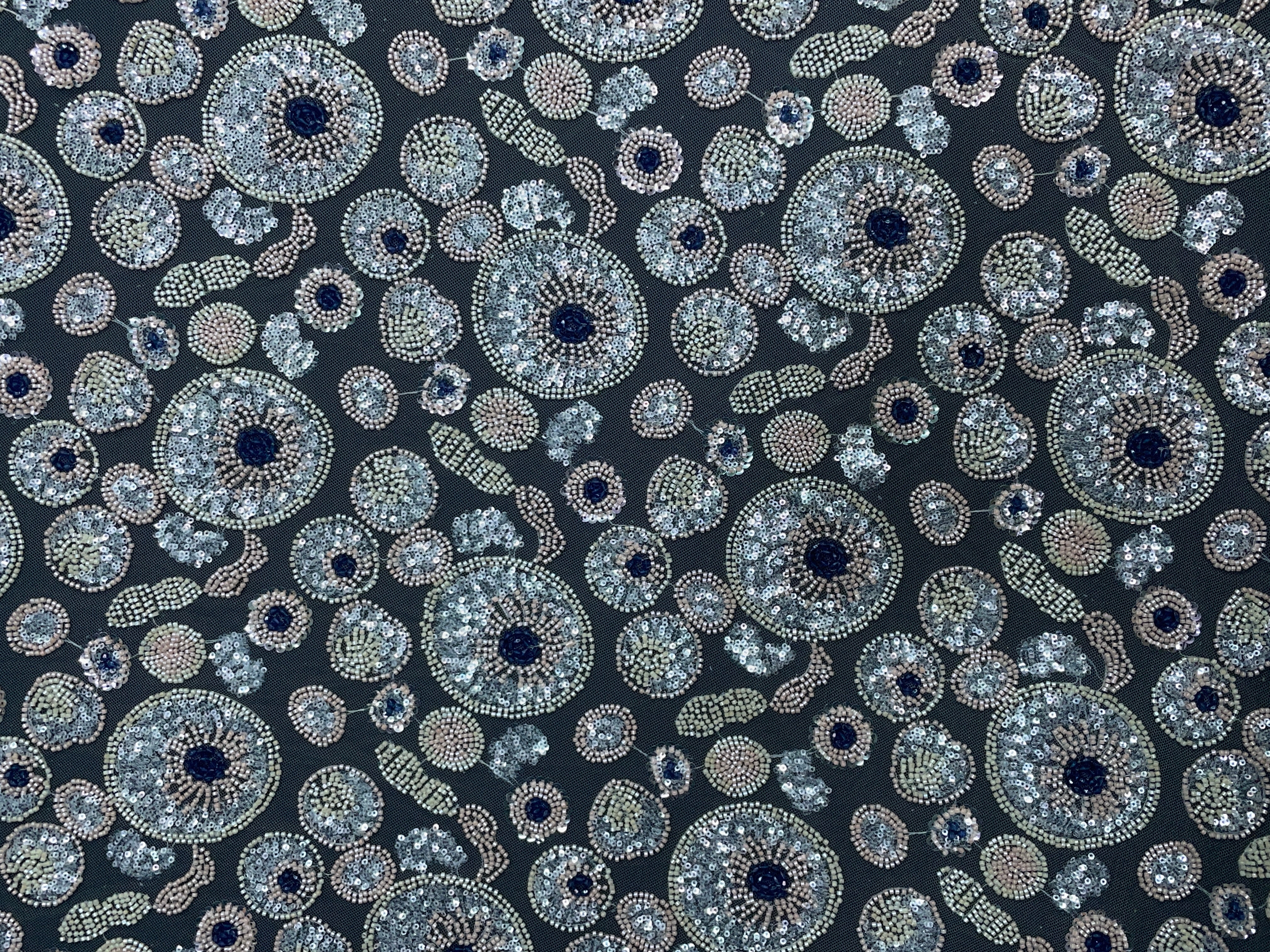 Lemon Yellow Geometric Cut Dana Embroidered Net Fabric - Kapda Shop