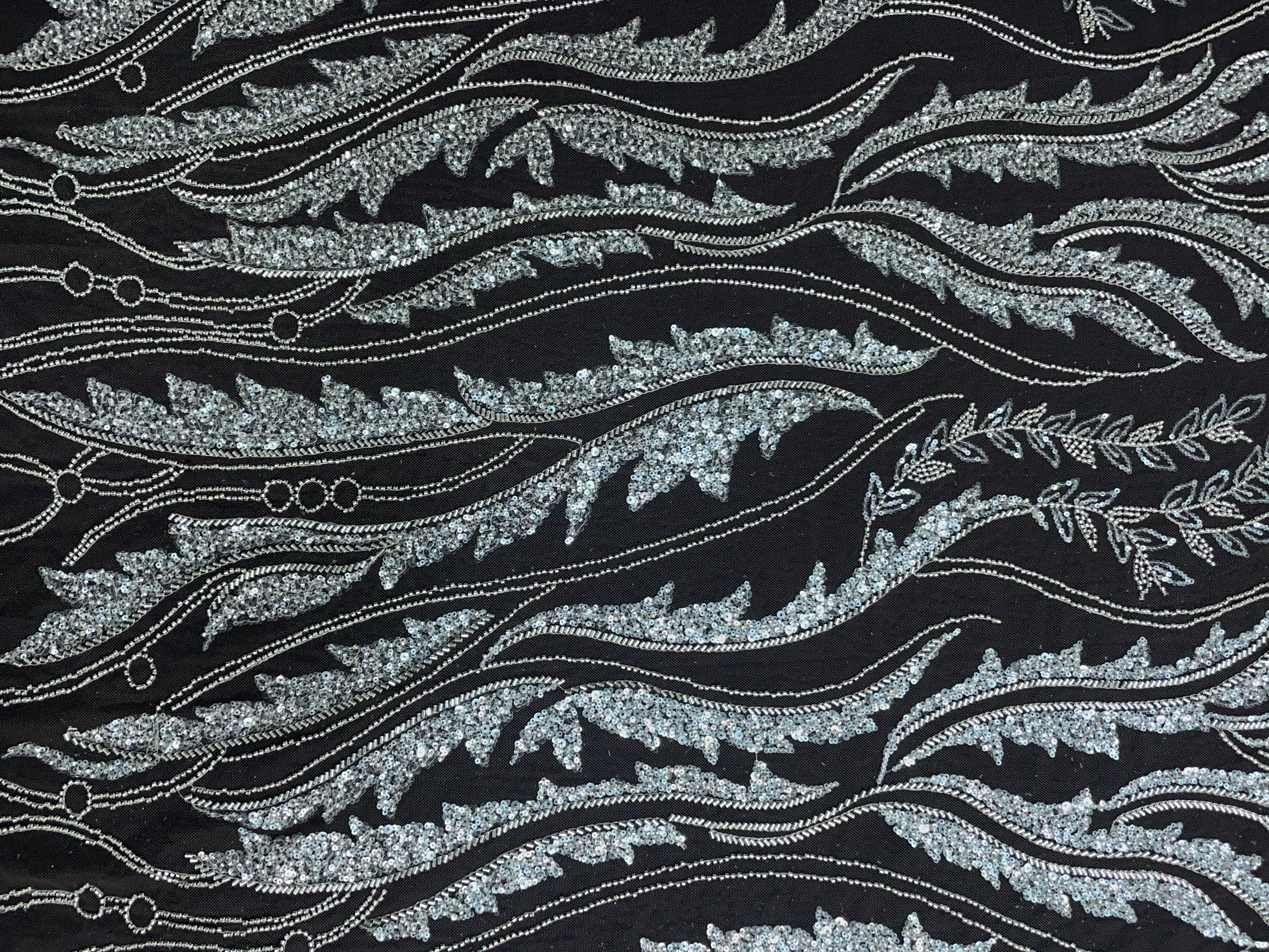 Light Brown Floral Cut Dana Embroidered Net Fabric - Kapda Shop