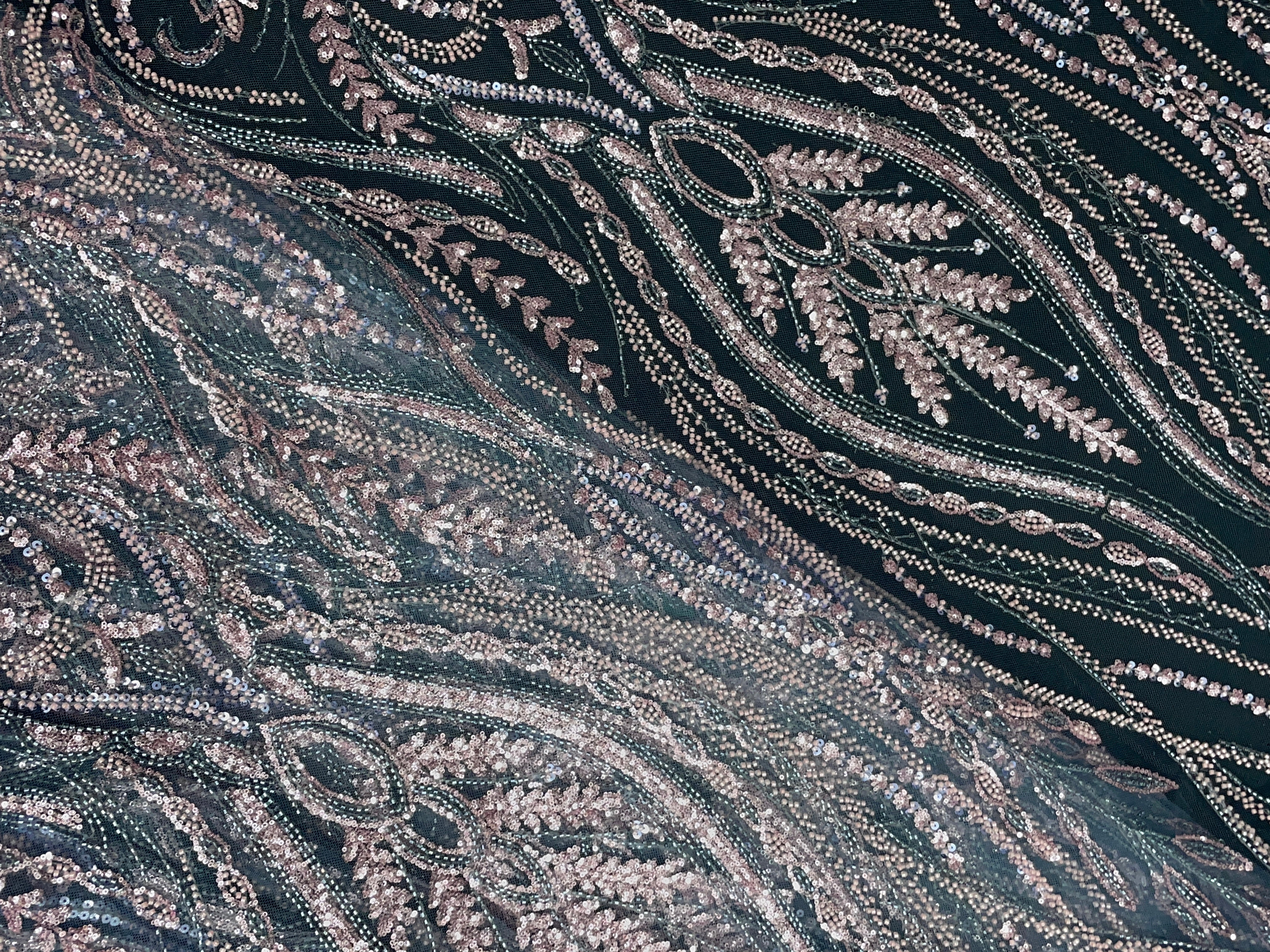 White Abstract Cut Dana Embroidered Net Fabric - Kapda Shop