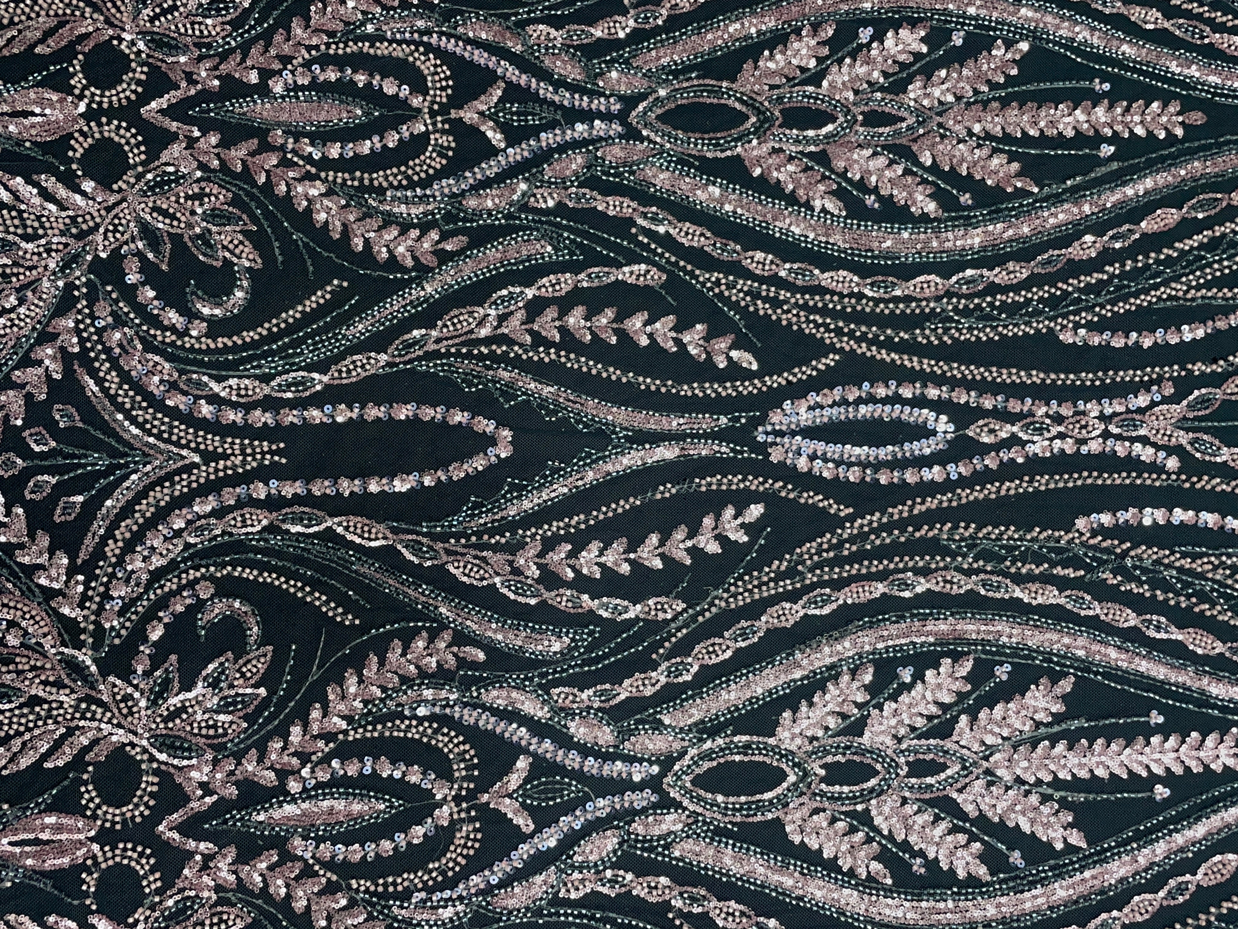 White Abstract Cut Dana Embroidered Net Fabric - Kapda Shop