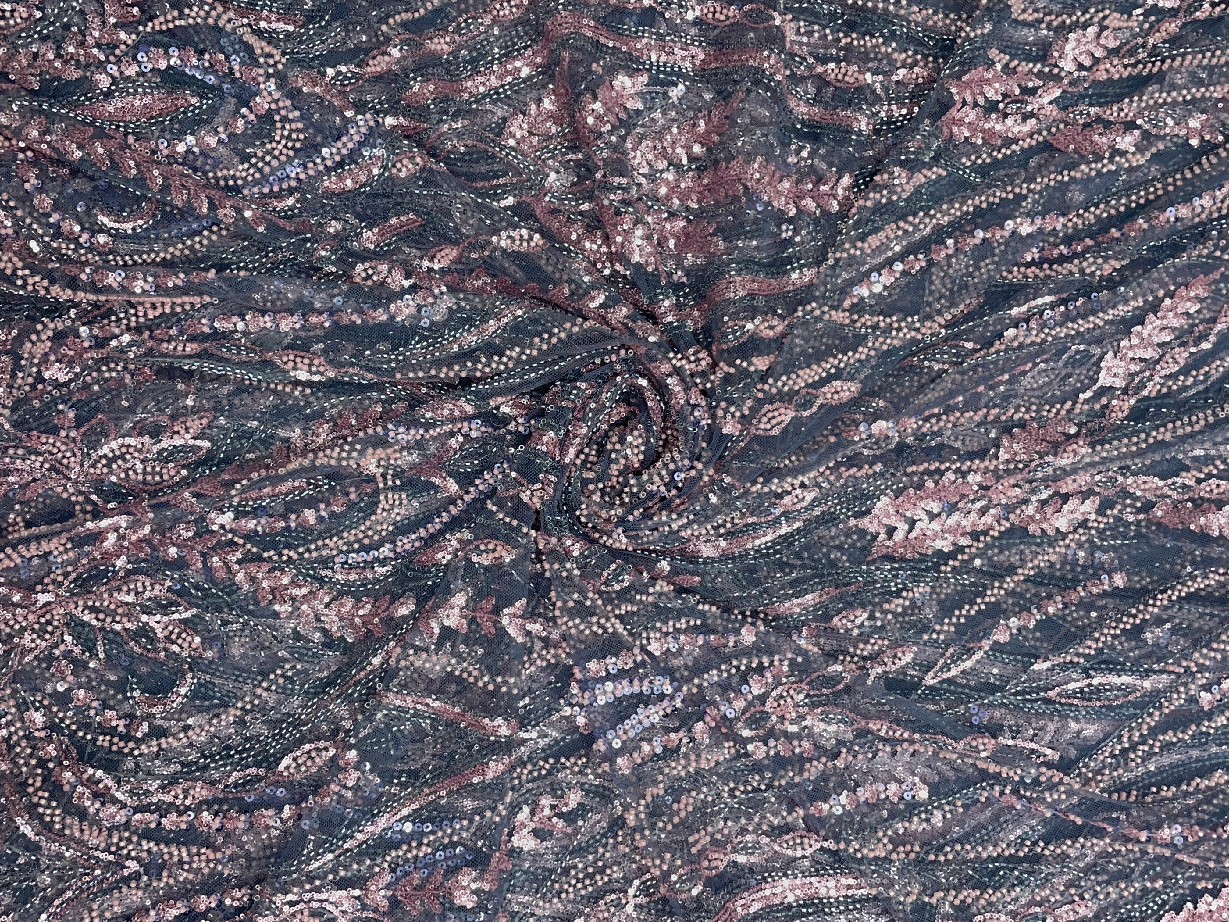 White Abstract Cut Dana Embroidered Net Fabric - Kapda Shop