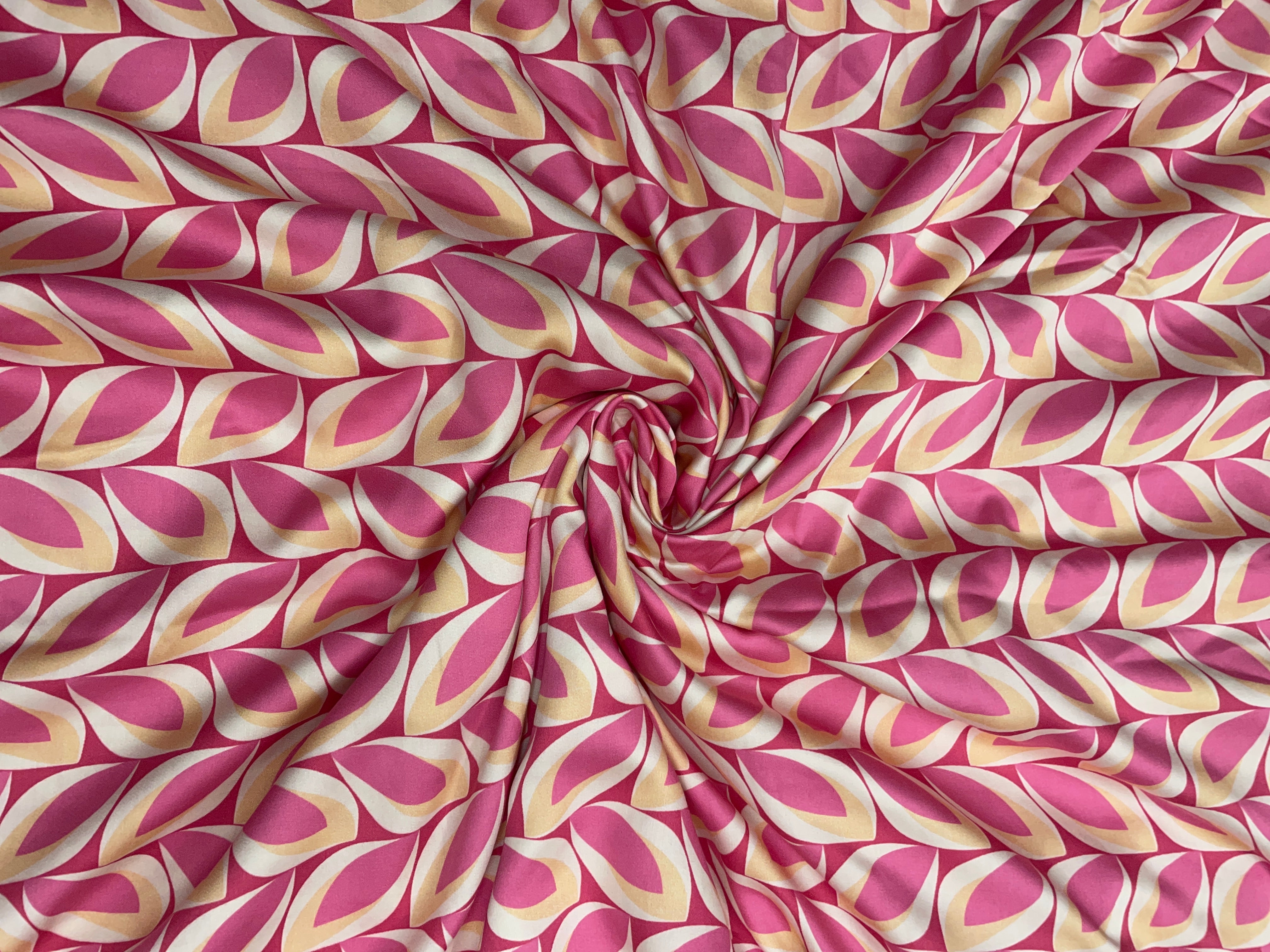 Pink Floral Modal Satin Print Fabric - Kapda Shop